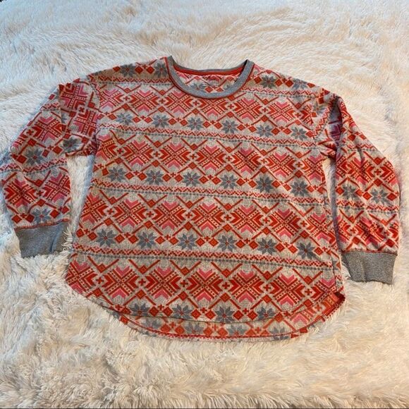 Cuddl Duds Soft Geo Print PJ Top, Size Large - Picture 1 of 6